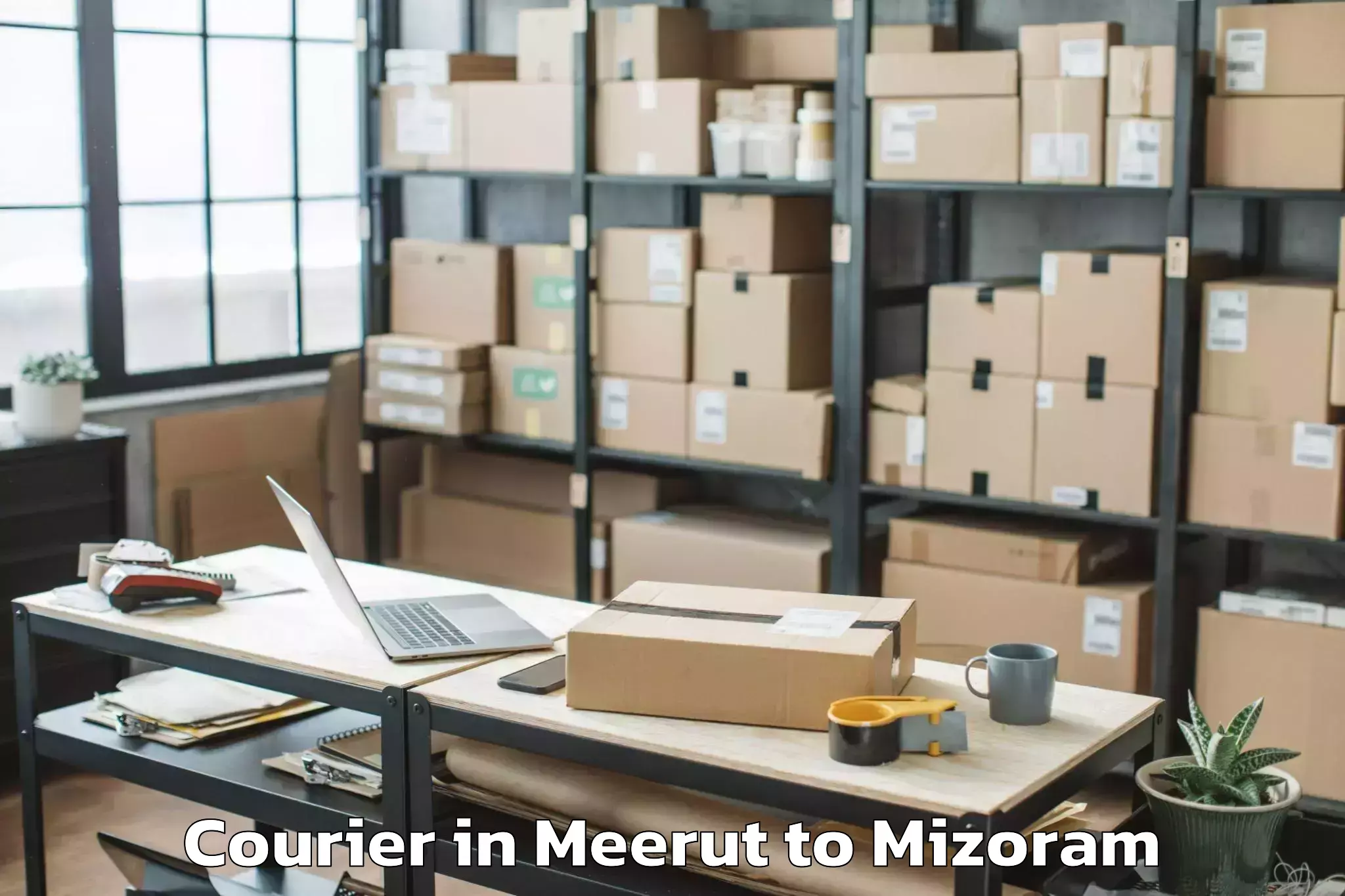 Leading Meerut to Thenzawl Courier Provider